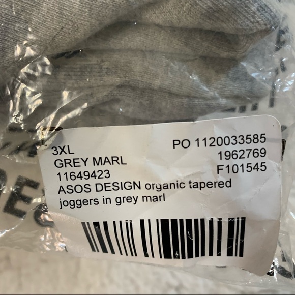 ASOS DESIGN organic tapered joggers in original package in grey marl size 3X - Picture 12 of 14